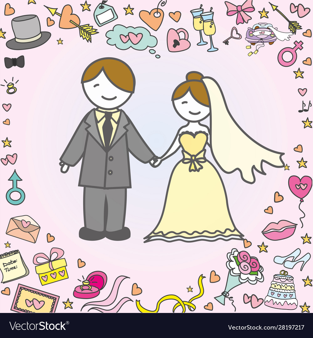 Greeting card or background bride and groom