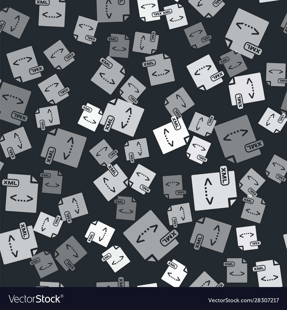 Grey xml file document download button icon vector image Grey xml file document download button icon