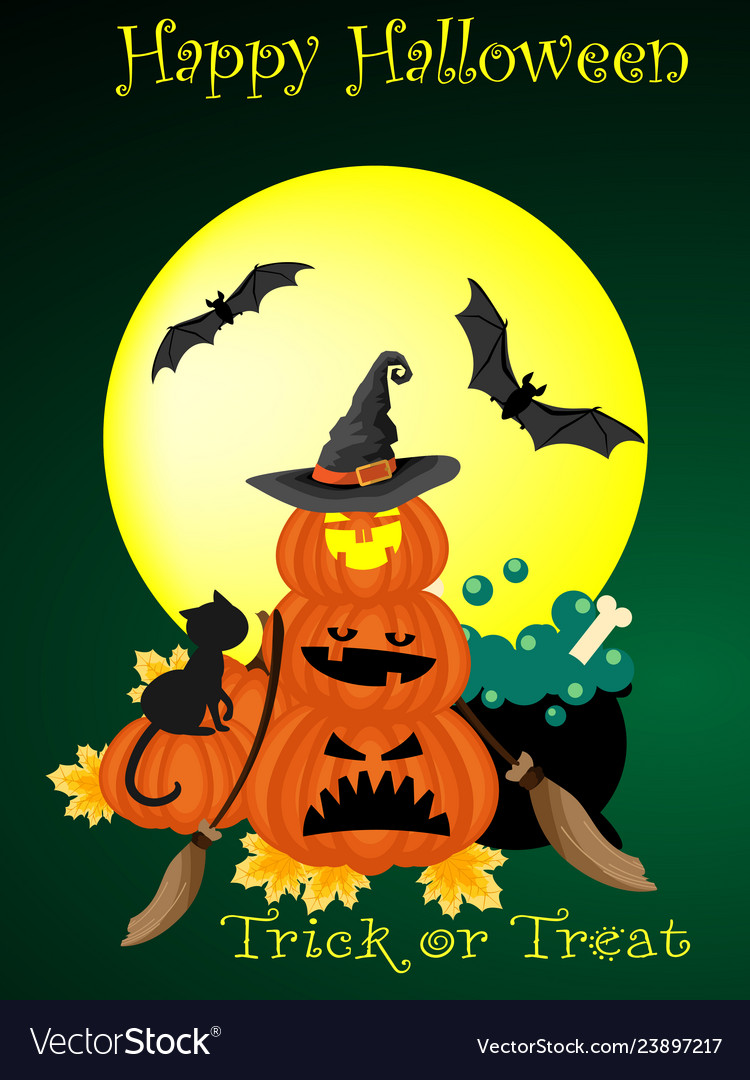 Halloween background with happy text Royalty Free Vector