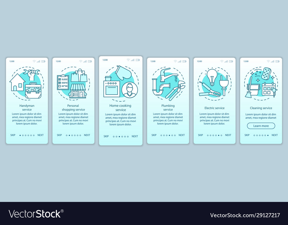 Home services onboarding mobile app page screen