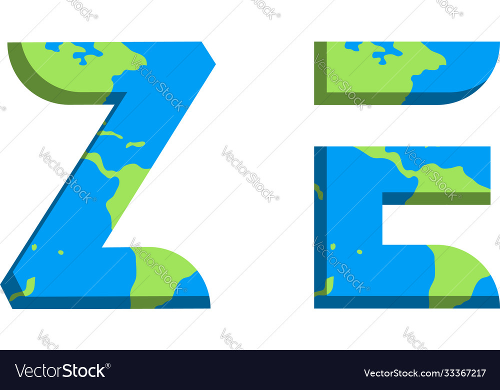 Initial ze logo design with world map style