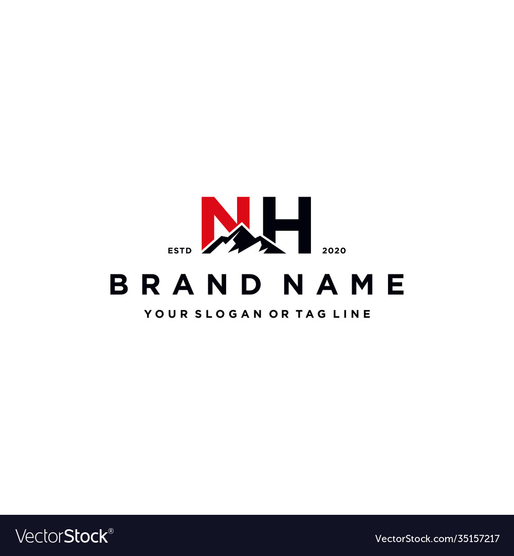 Letter nh mountain logo design Royalty Free Vector Image