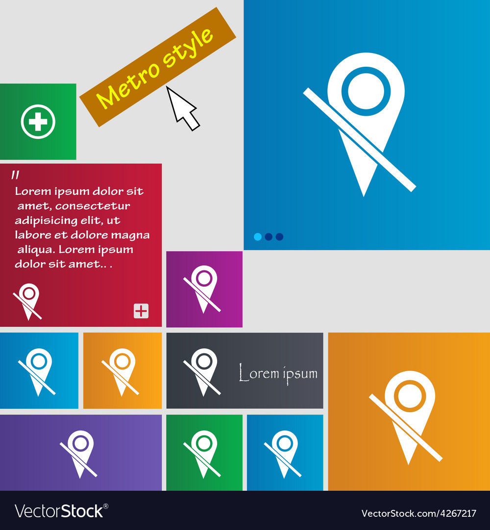 Map pointer icon sign metro style buttons modern