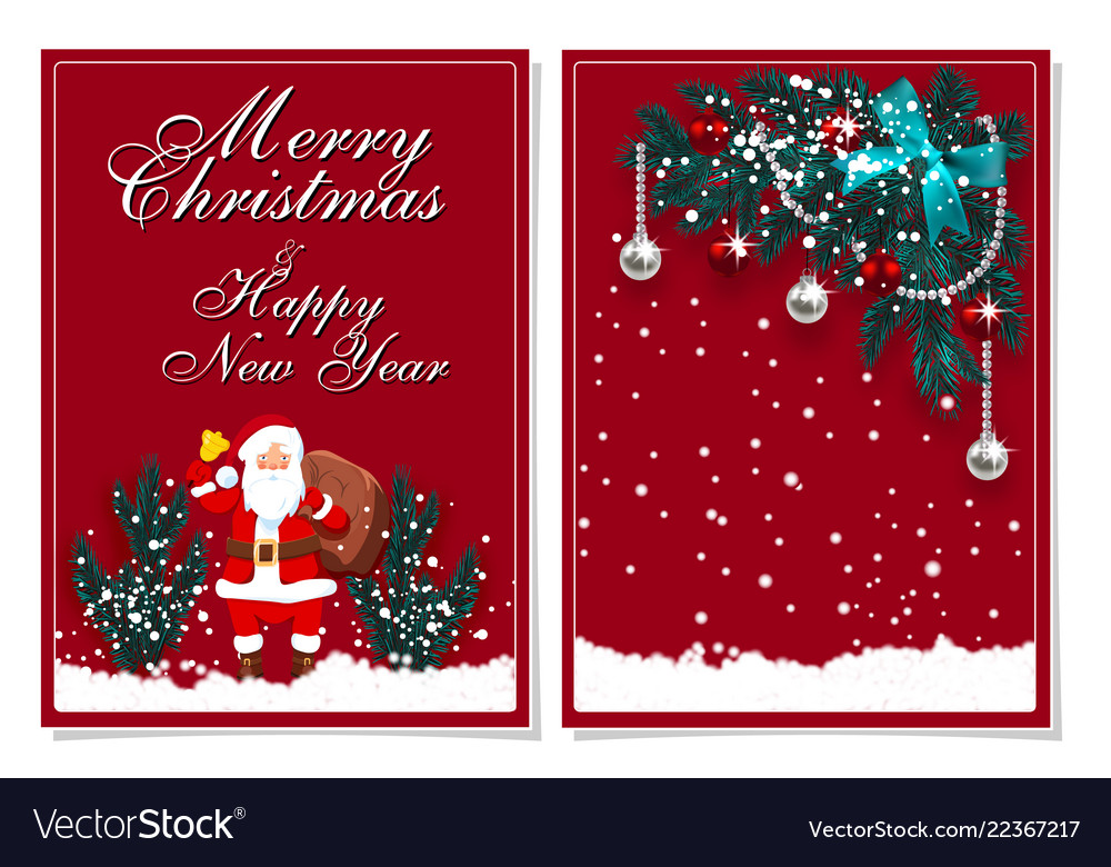 Merry christmas and happy new year greeting card vector image Merry christmas and happy new year greeting card