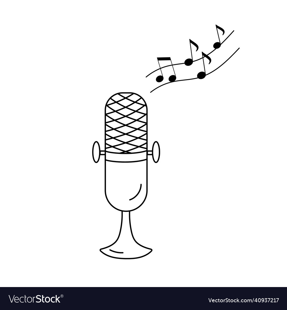 Microphone icon and notes outline classic mic