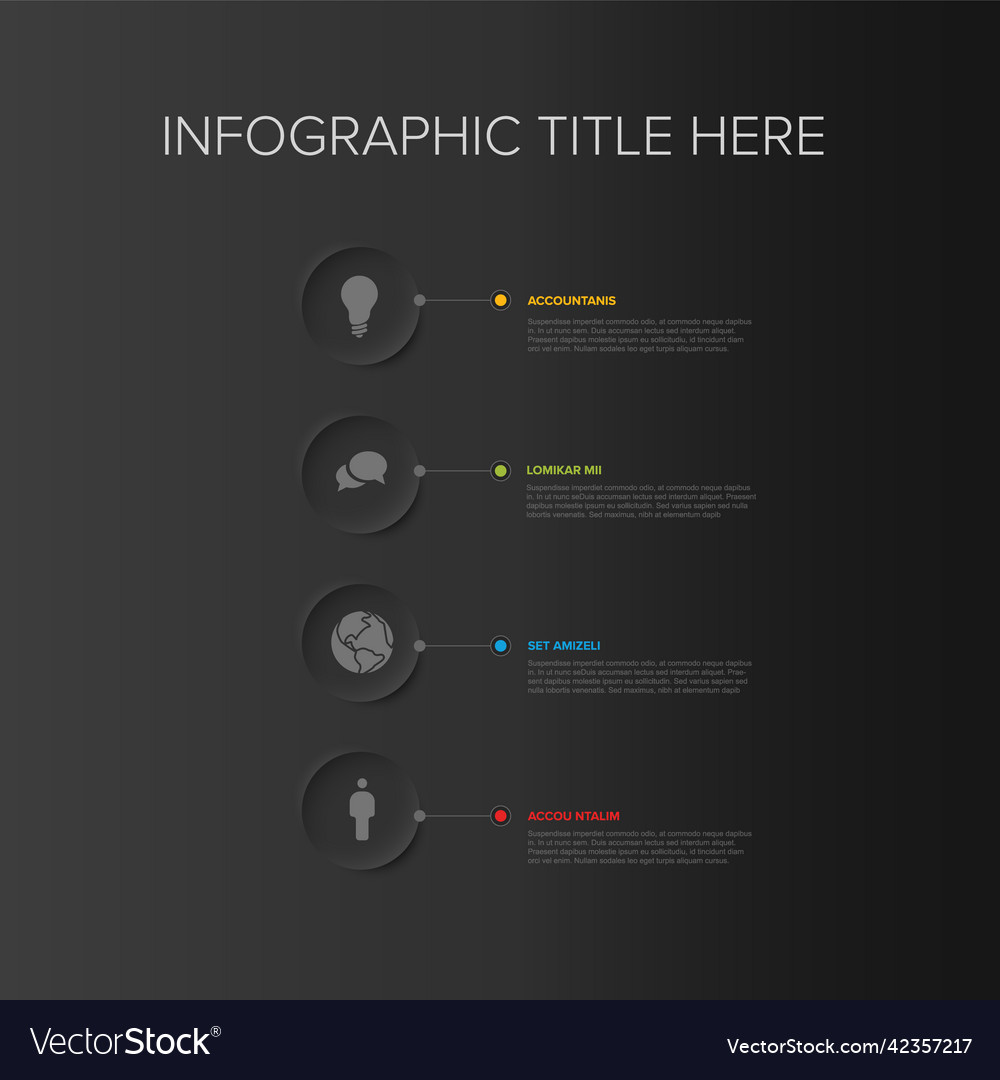 Mehrzweck dunkel Infografik Vorlage mit vier vector image Mehrzweck dunkel Infografik Vorlage mit vier