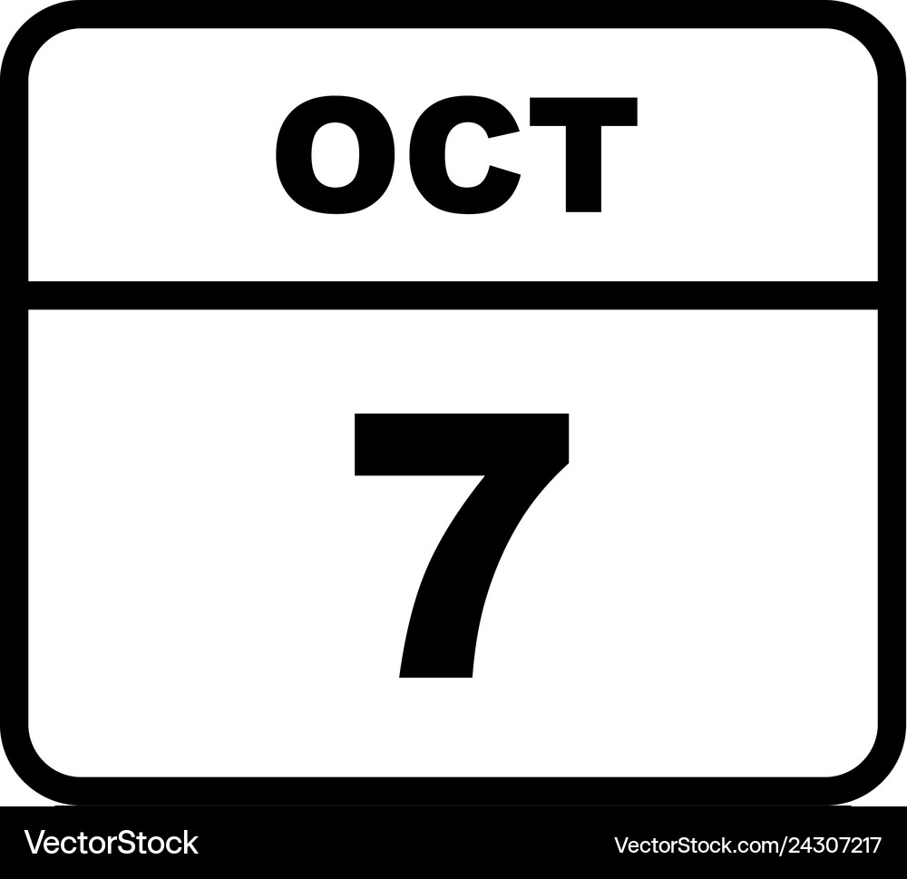 October 7th date on a single day calendar Vector Image