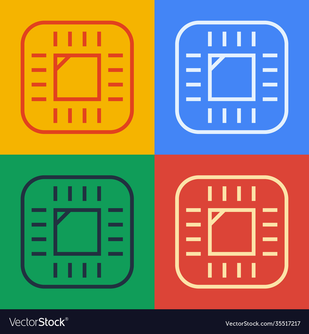 Pop Art Line Computerprozessor mit Mikroschaltungen vector image Pop Art Line Computerprozessor mit Mikroschaltungen
