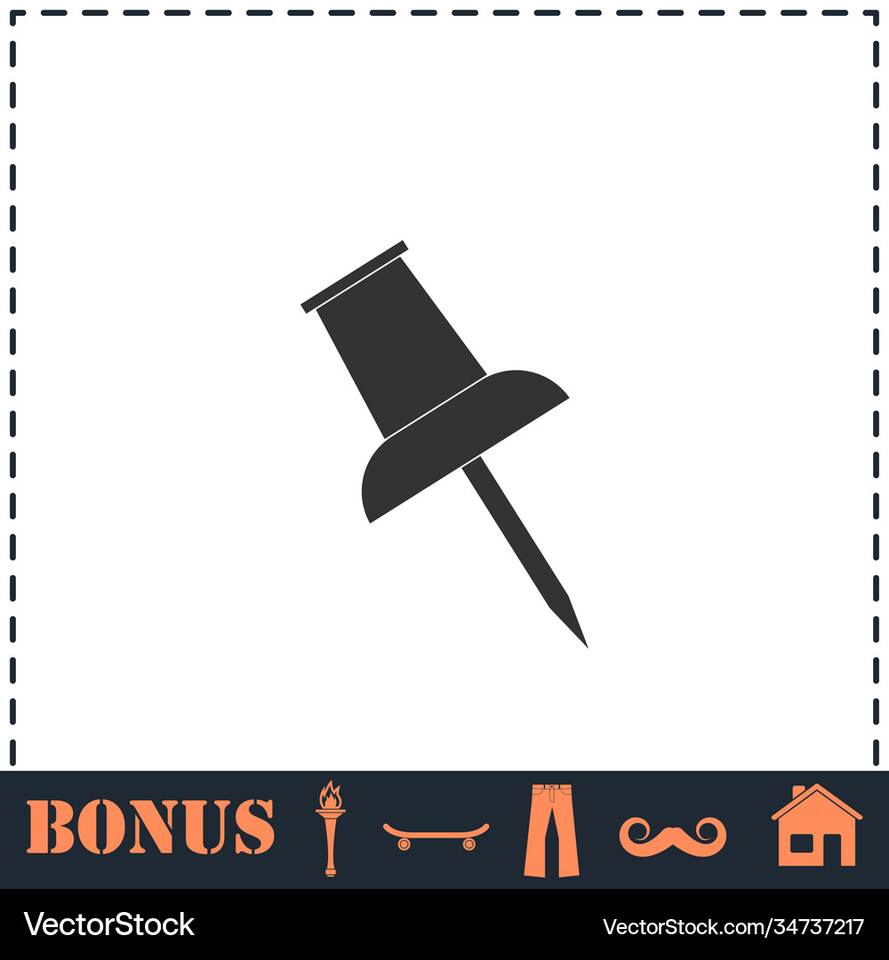 Push pin icon flat Royalty Free Vector Image - VectorStock