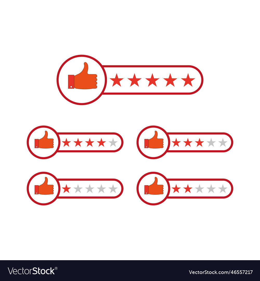 Rating red star scale for game background design vector image Rating red star scale for game background design