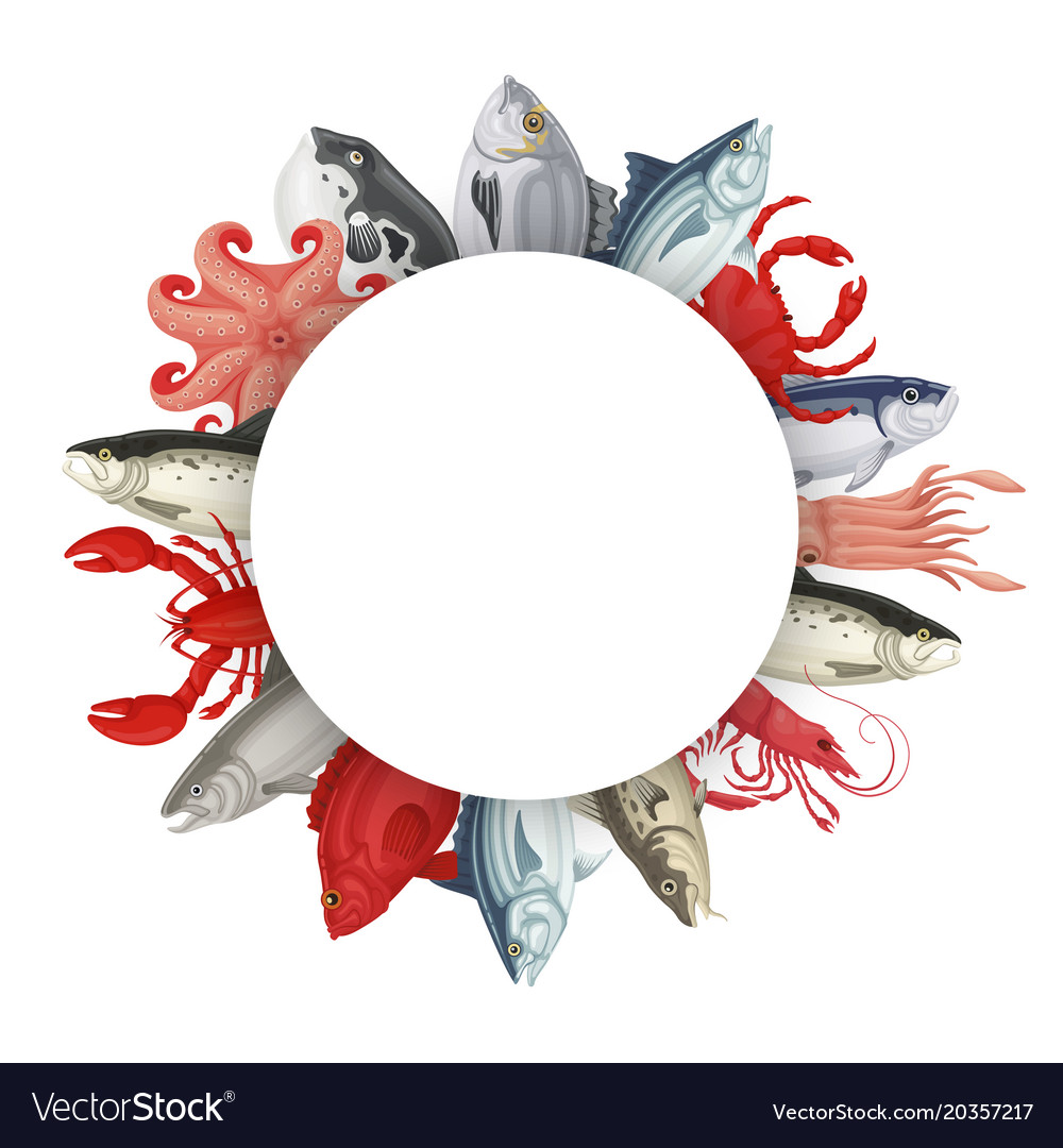 Seafood round banner