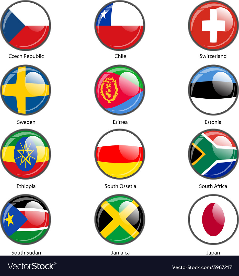 Set circle icon flags of world sovereign states