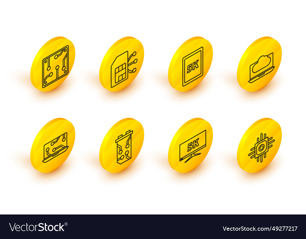 Set line processor monitor display with 5k video Vector Image Set line processor monitor display with 5k video