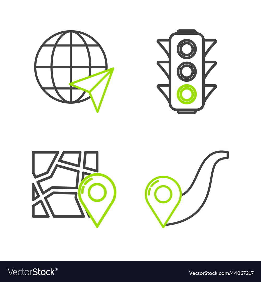 Set line route location folded map with marker vector image Set line route location folded map with marker