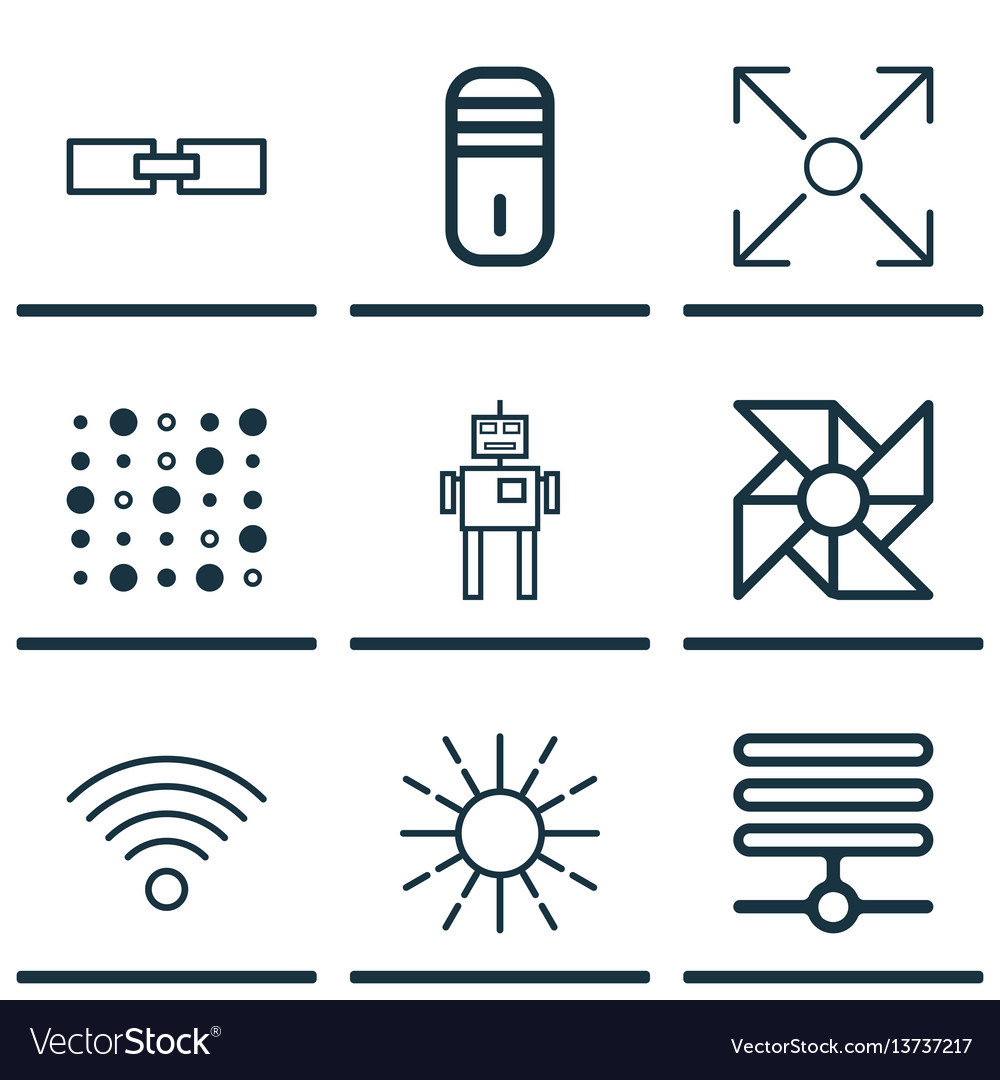 Set of 9 artificial intelligence icons includes vector image Set of 9 artificial intelligence icons includes