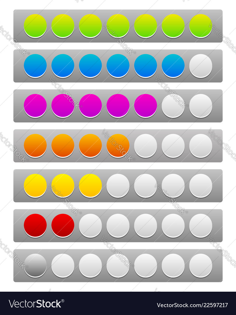 Step level progress indicator with 7 units vector image Step level progress indicator with 7 units