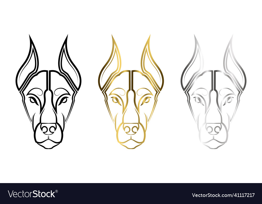 Three color black gold and silver line art