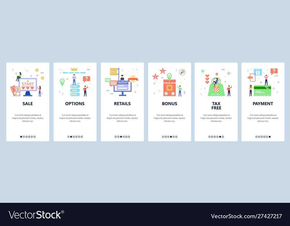 Website and mobile app onboarding screens