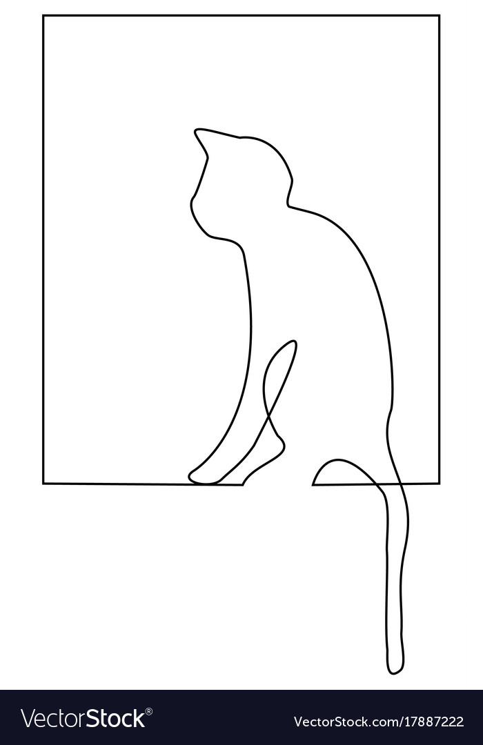 Cat one line drawing Royalty Free Vector Image