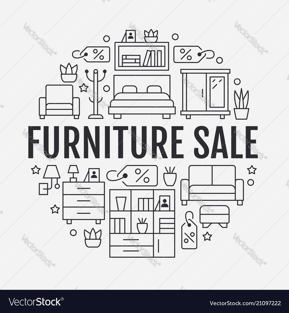 Furniture sale banner with flat line