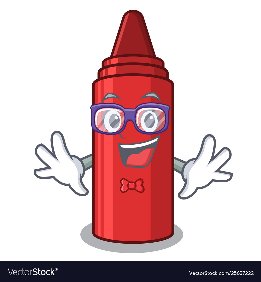 Geek red crayon in character shape