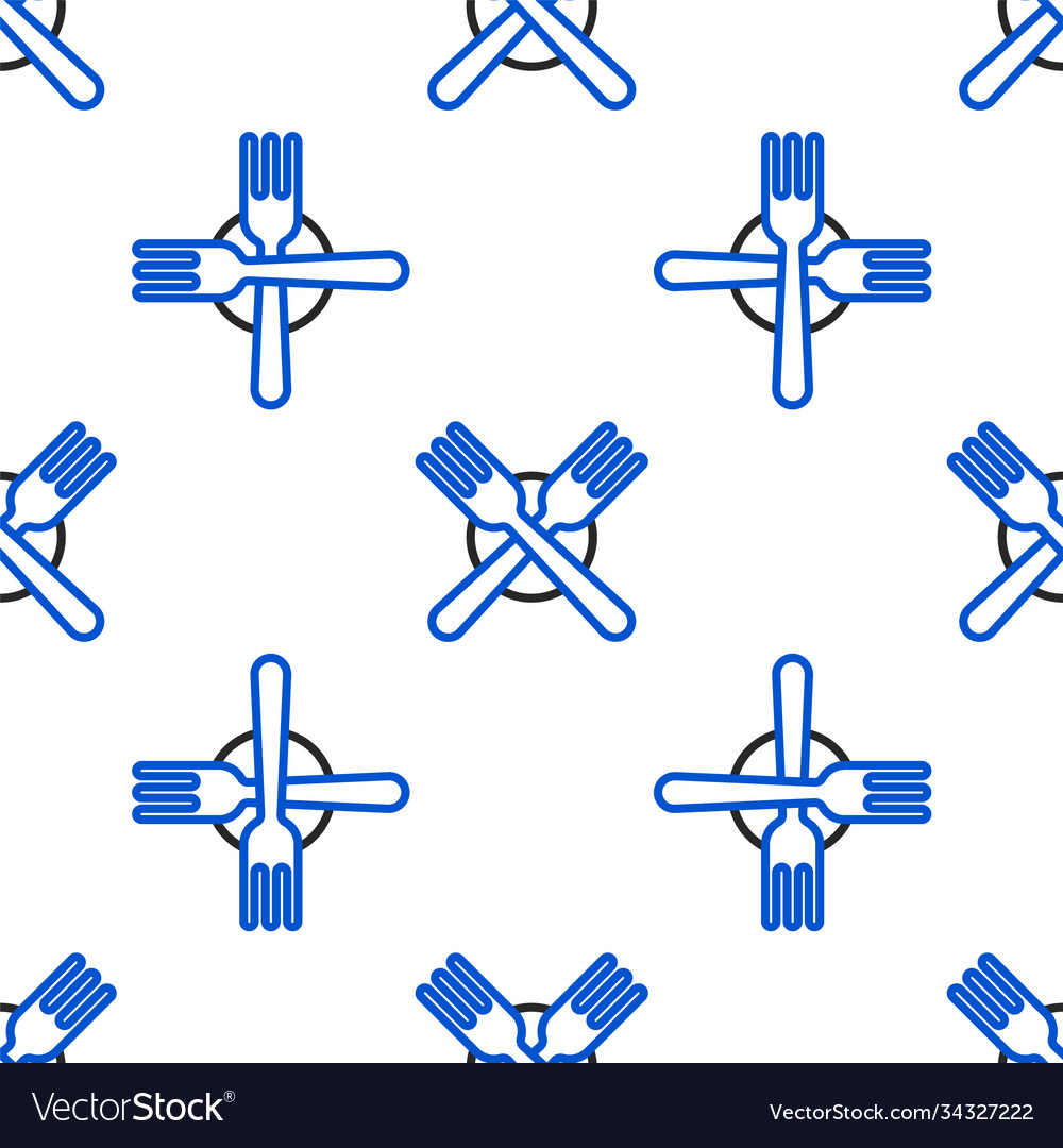 Line crossed fork icon isolated seamless pattern