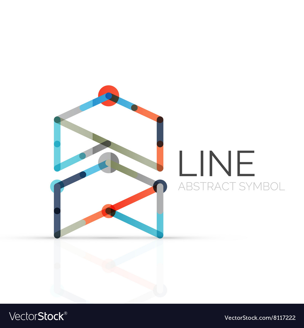 Linear abstract logo connected multicolored
