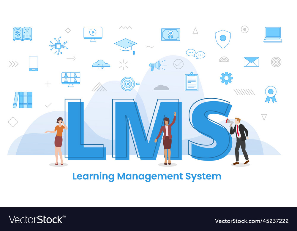 Lms learning management system concept with big vector image Lms learning management system concept with big