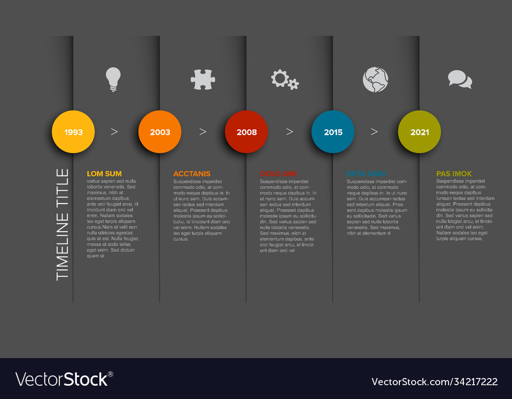 Minimalistic timeline template with circle icons vector image Minimalistic timeline template with circle icons