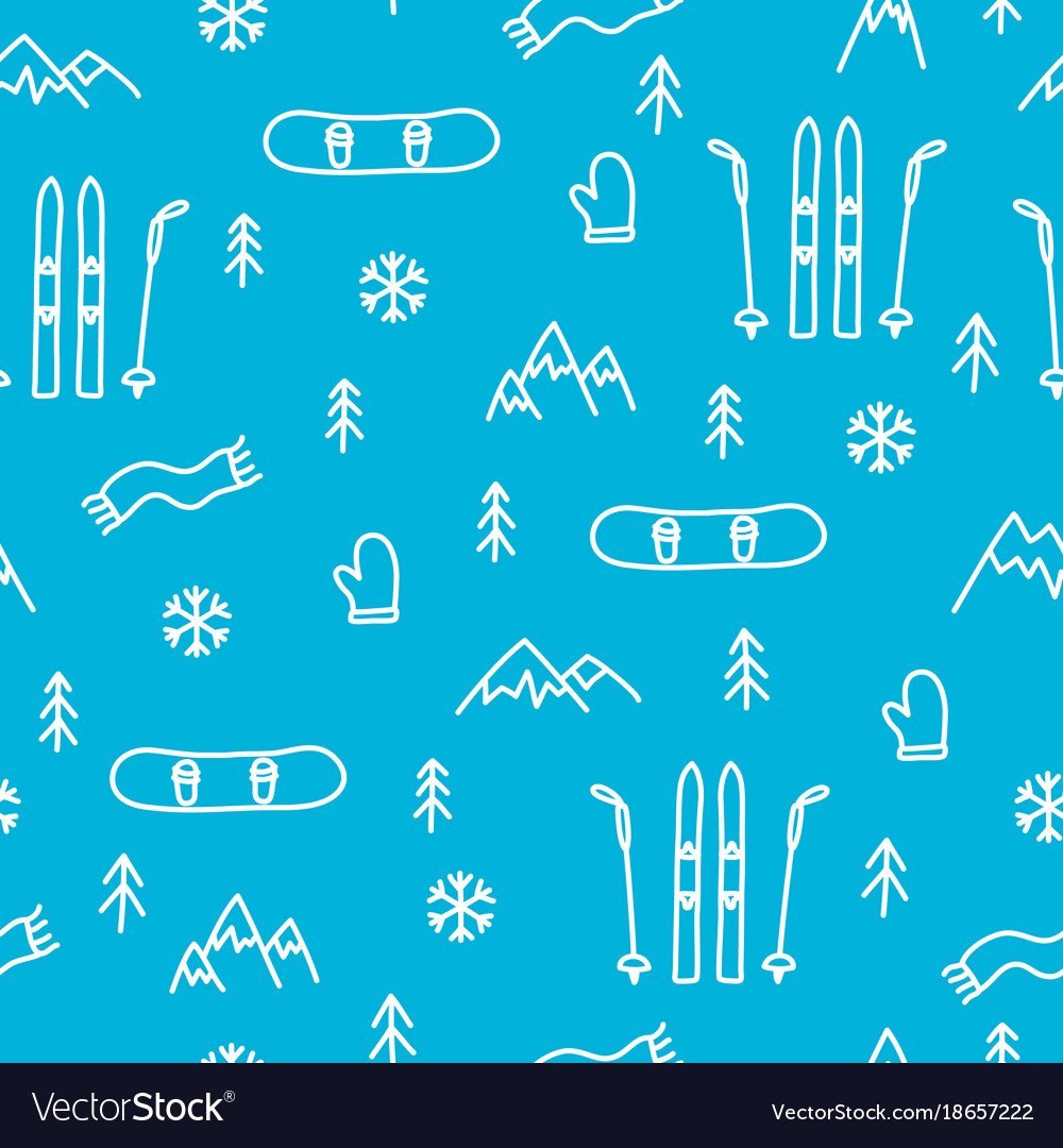 Mountain skiing or snowboarding concept seamless
