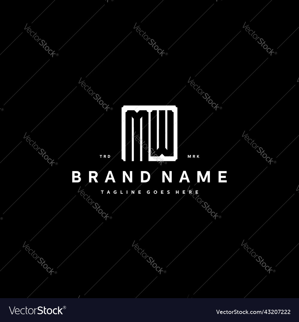 Mw monogram logo design with square rectangular