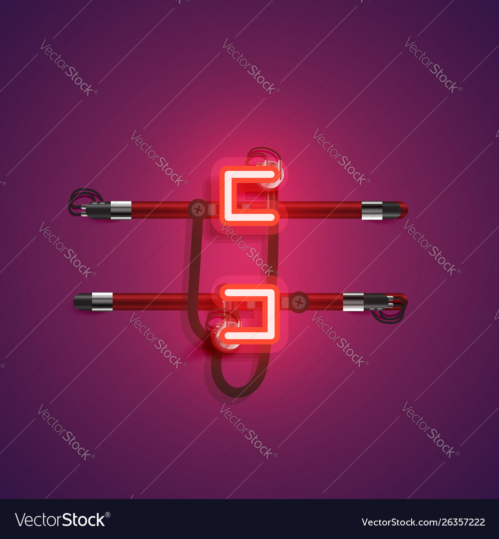 Realistic neon character with wires and console
