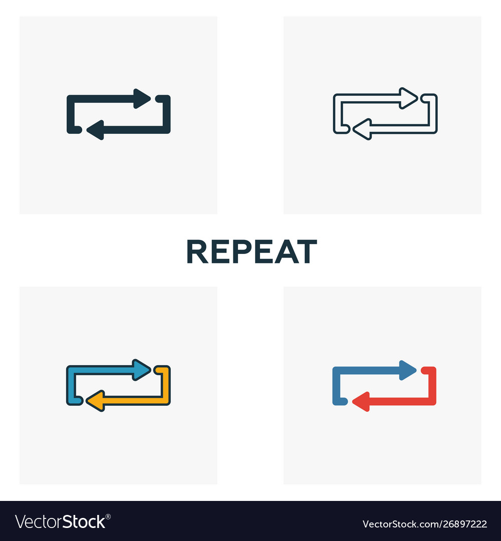 Repeat icon set four elements in different styles