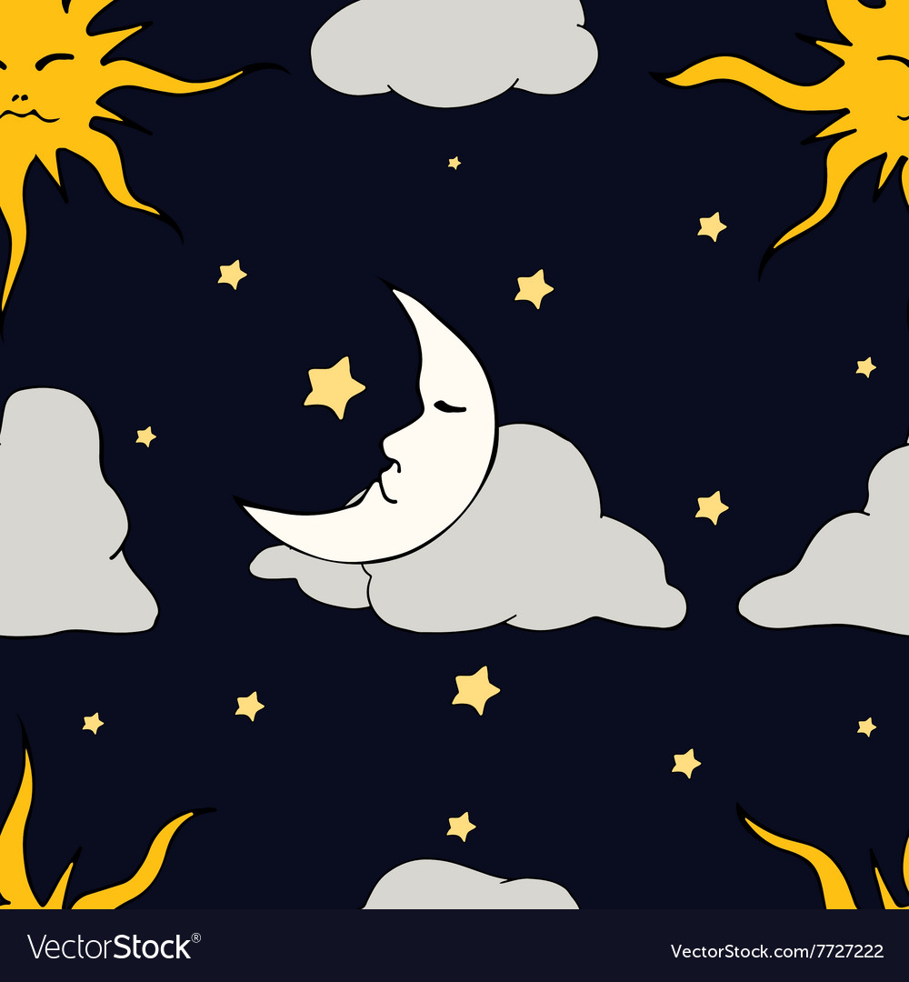 Seamless pattern with celestial bodies