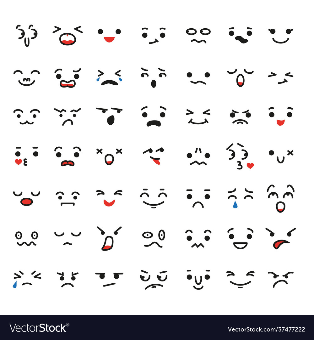 Premium Vector  Kawaii emotions face set vector illustration