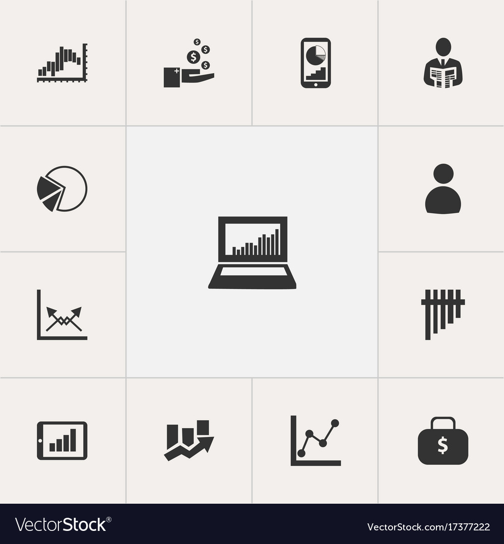 Set of 13 editable analytics icons includes