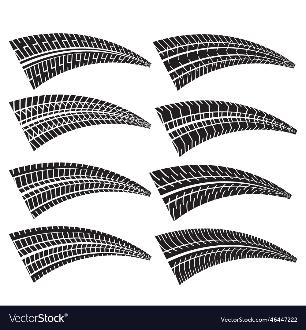 Set of different tire print marks
