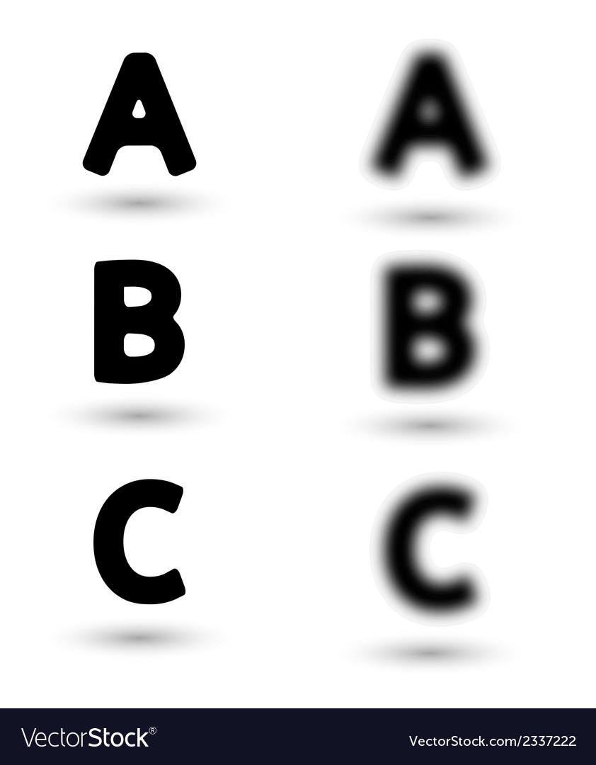 Sharp and unsharp alphabet letters font
