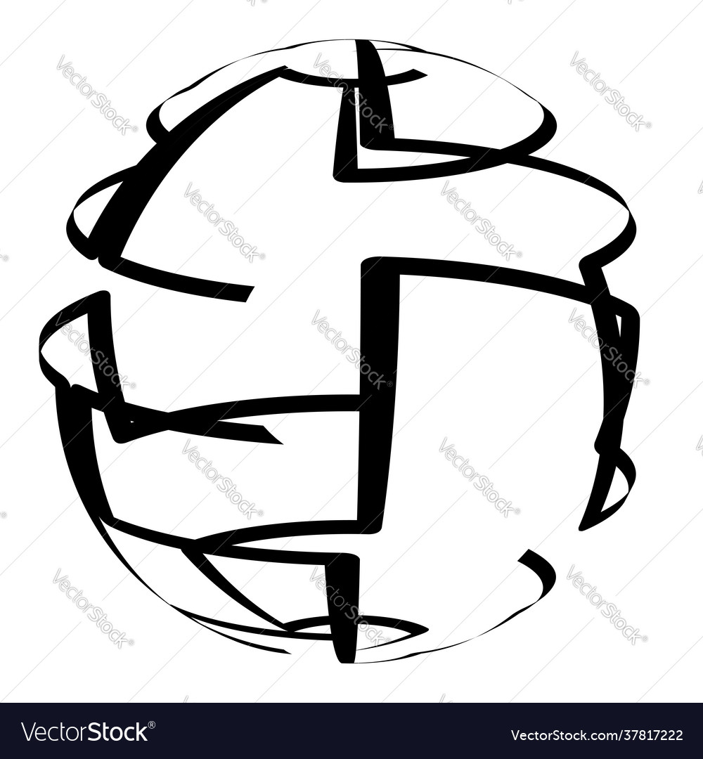 Sphere with random irregular lines icon symbol