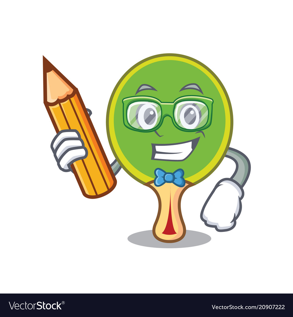 Student ping pong racket character cartoon