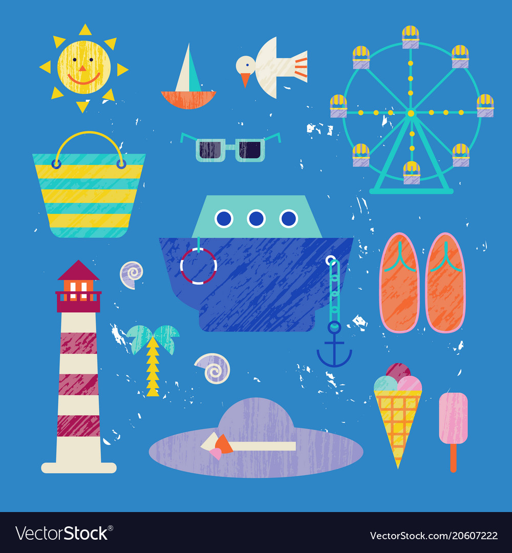 Summer colorful travelling vector image Summer colorful travelling
