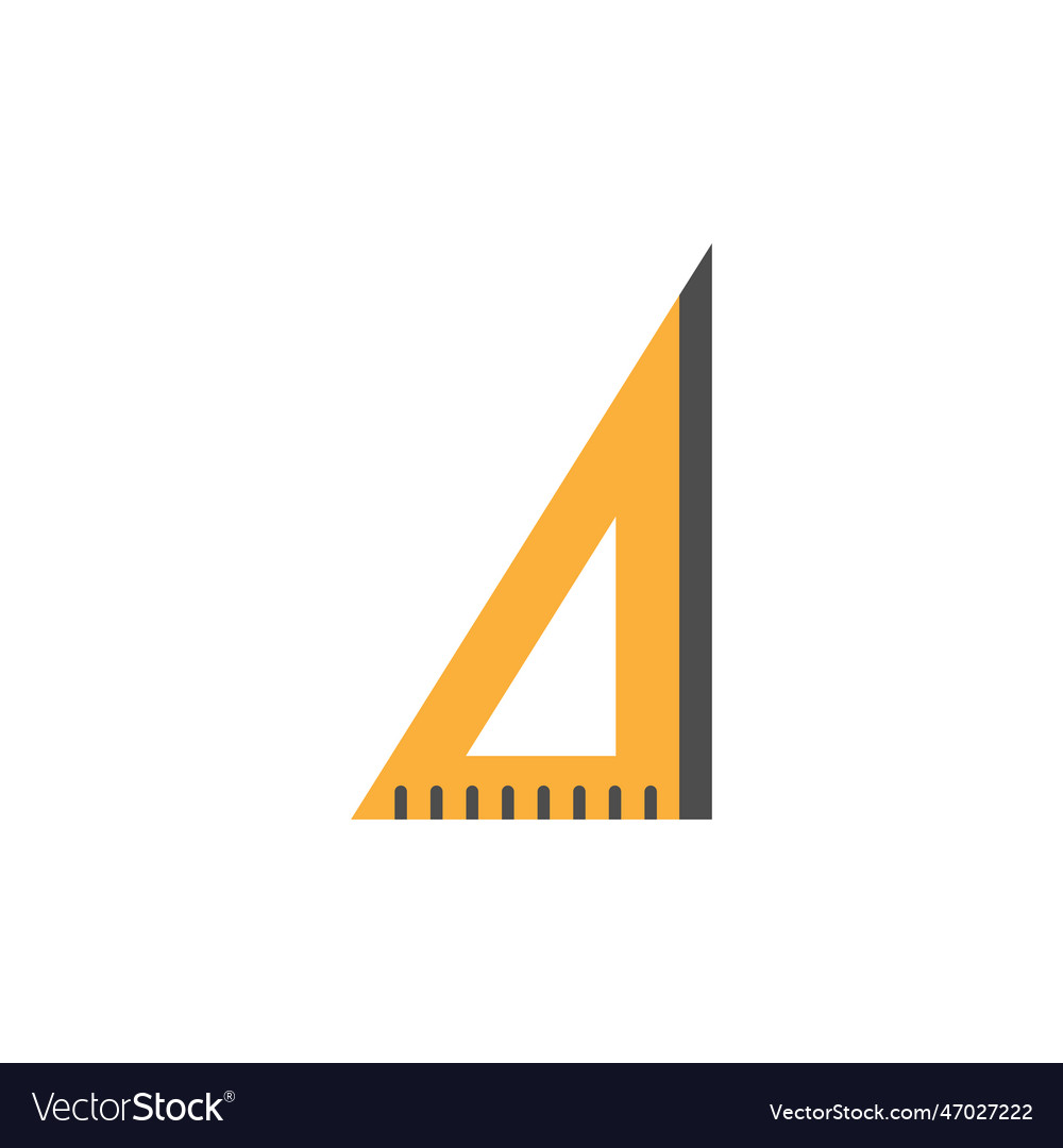 Triangular ruler color icon vector image Triangular ruler color icon