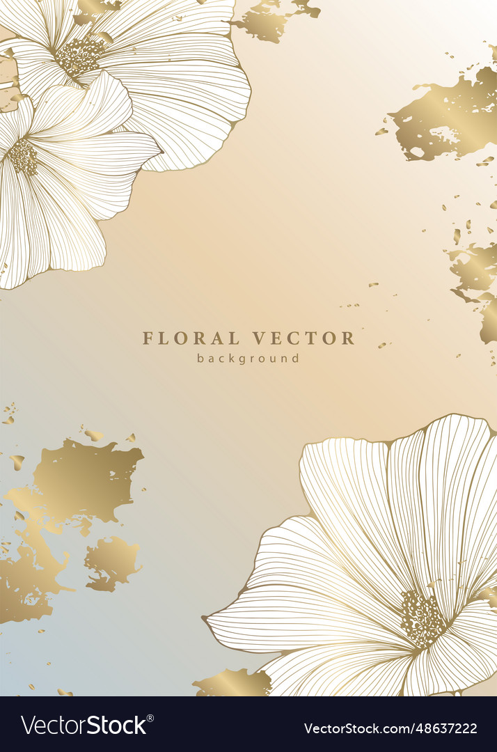 Vertical floral background with golden flowers Vector Image