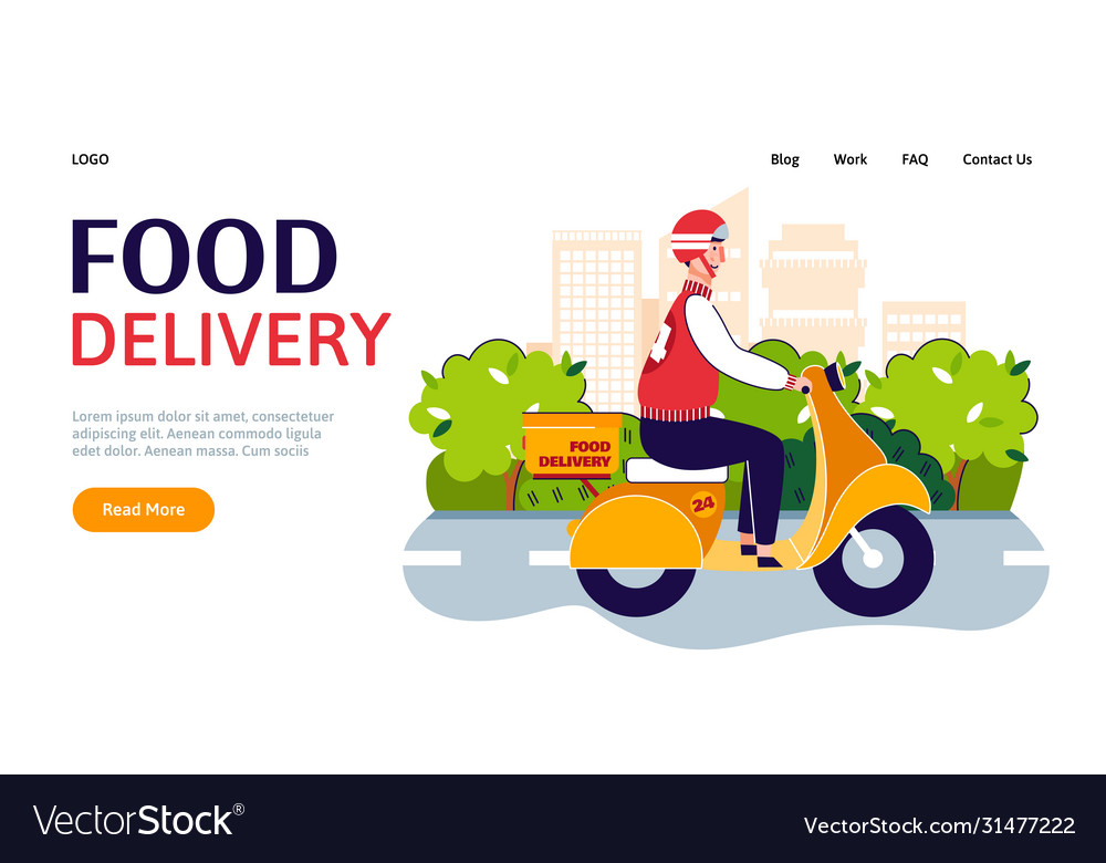 web-page-for-delivery-service-with-courier-vector-image