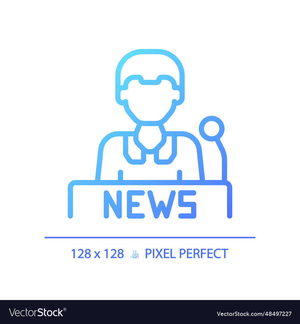 2d thin linear gradient newscaster icon vector image 2d thin linear gradient newscaster icon