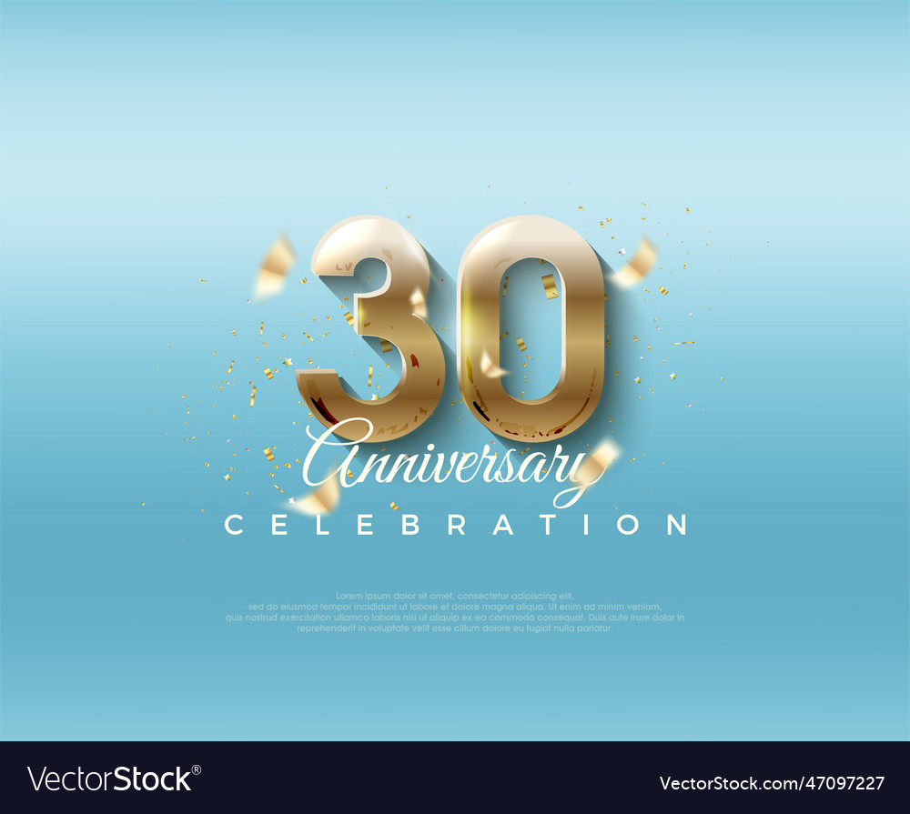 30th anniversary number with elegant Royalty Free Vector