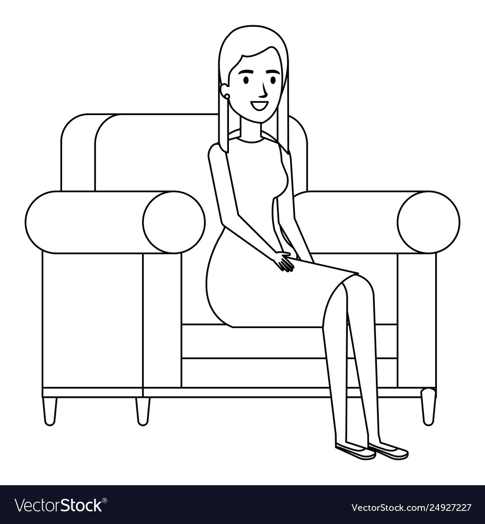 Beautiful woman sitting in sofa