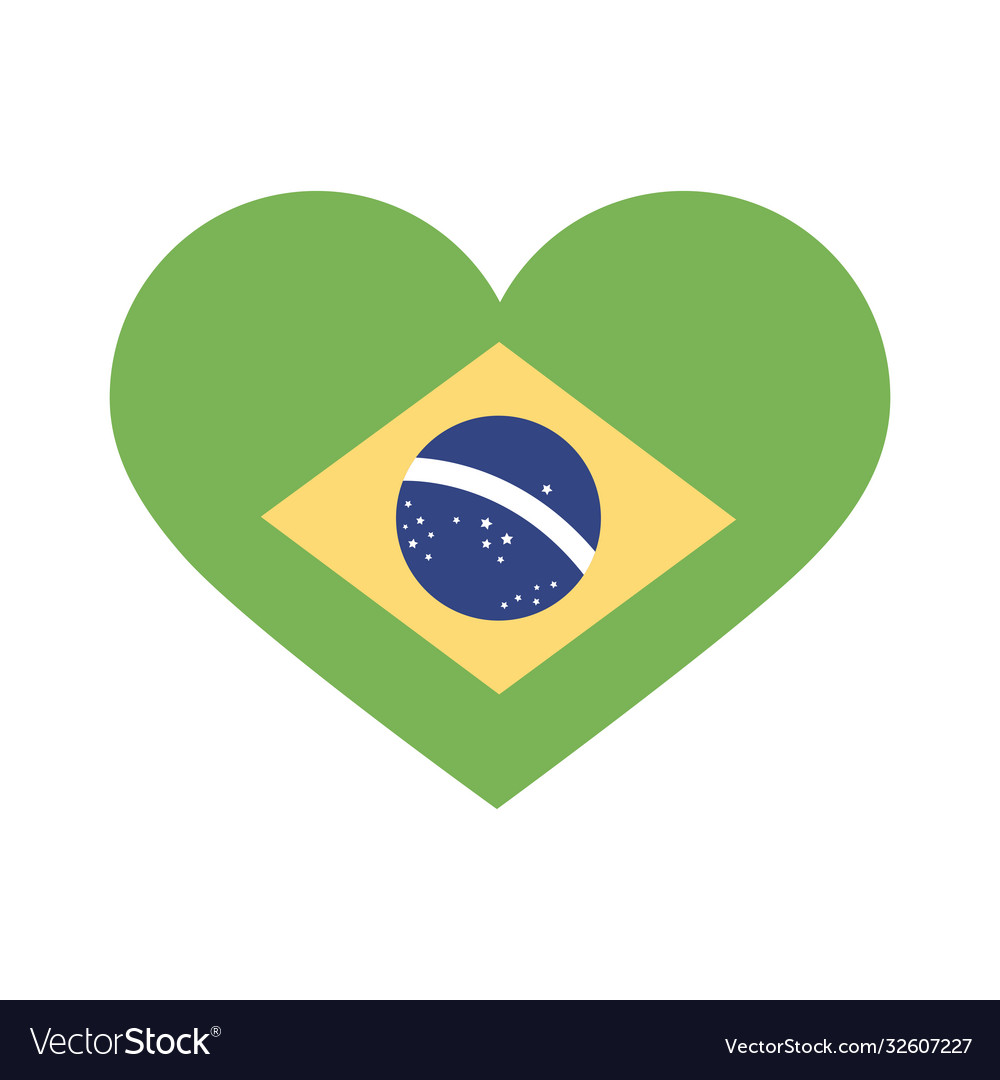 Brazil flag in heart flat style icon