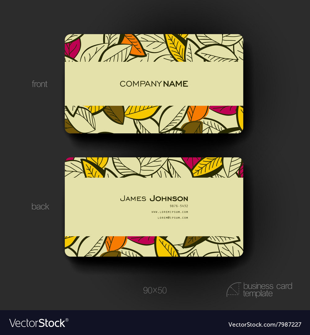 business card template with autumn leaf royalty free vector