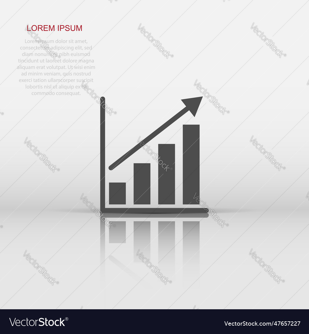 Chart graph icon in flat style arrow grow